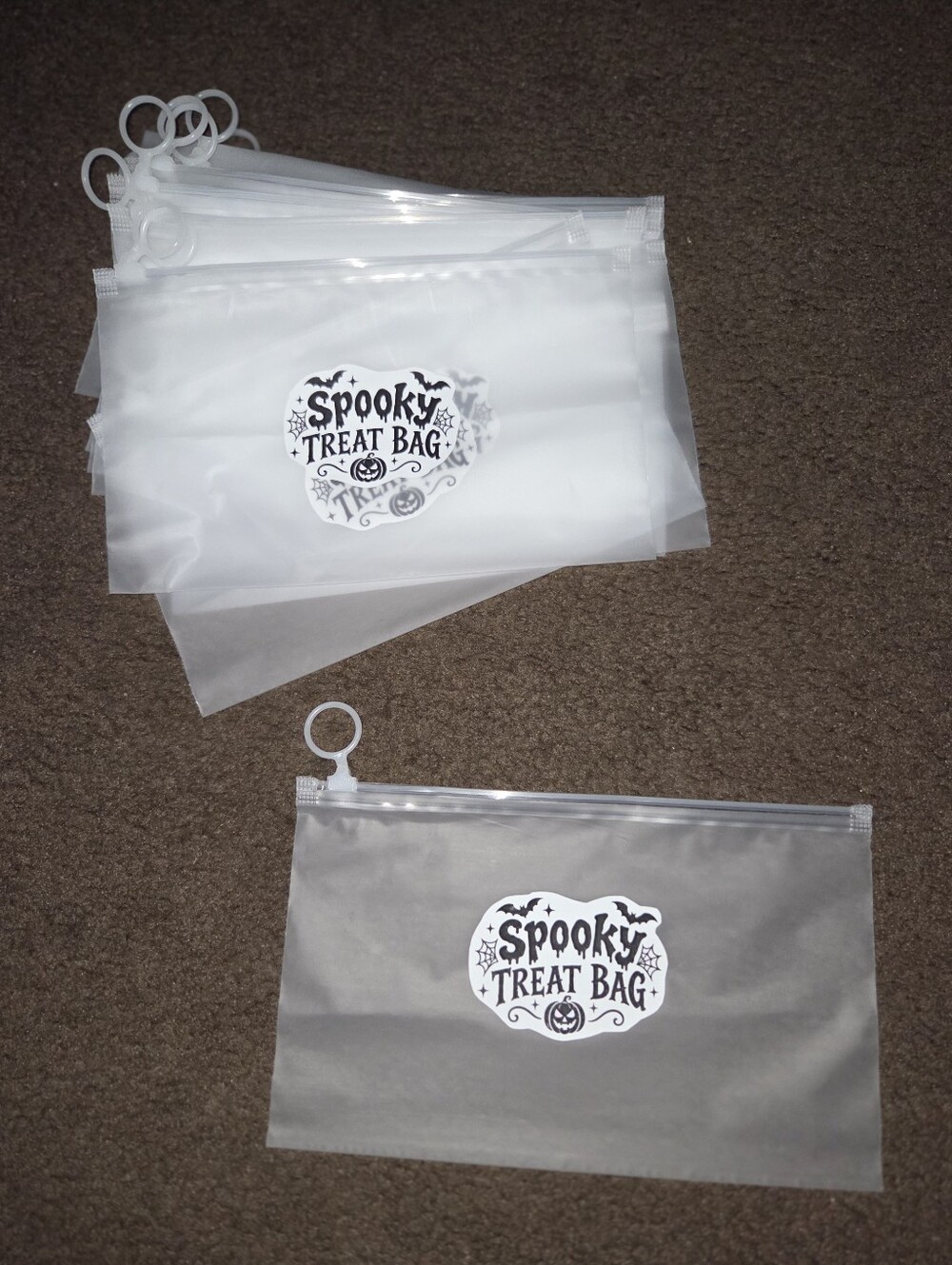 14 Spooky Treat Bags - White Halloween Party Favor Bags